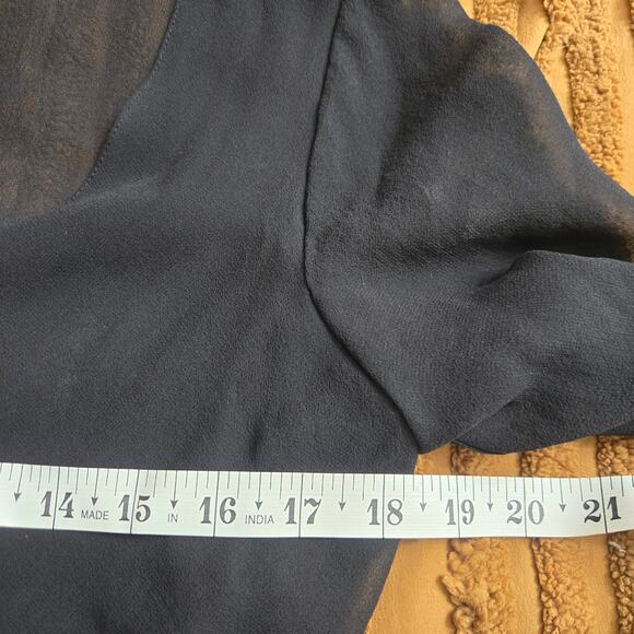 Tadashi Women Vtg Y2K Fairy Whimsigoth Sheer Black Flare Sleeve Tie Front Top 8 - Picture 11 of 12